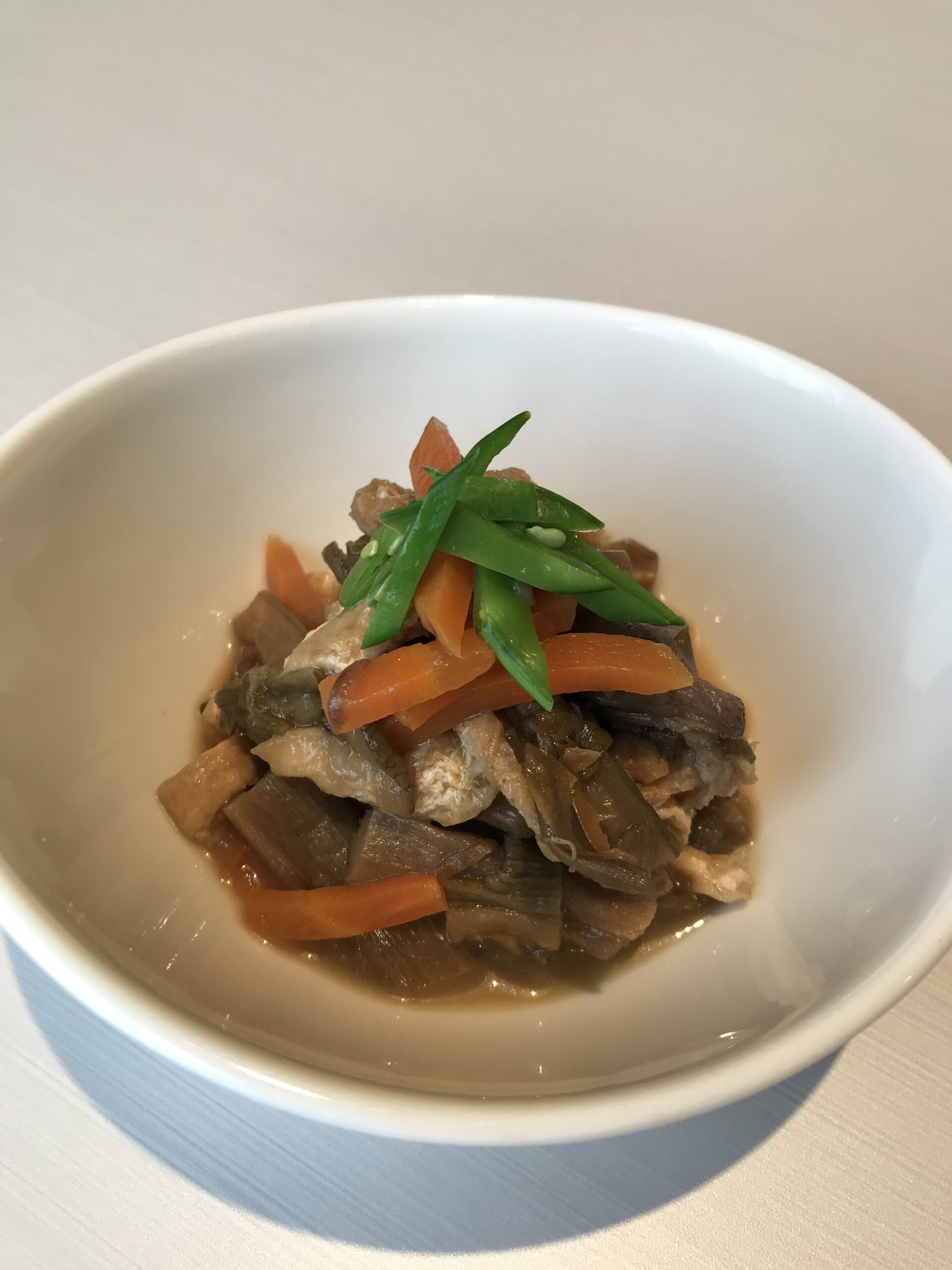 ずいきと揚げの炊き合わせ（産婦人科のマクロビレシピ）