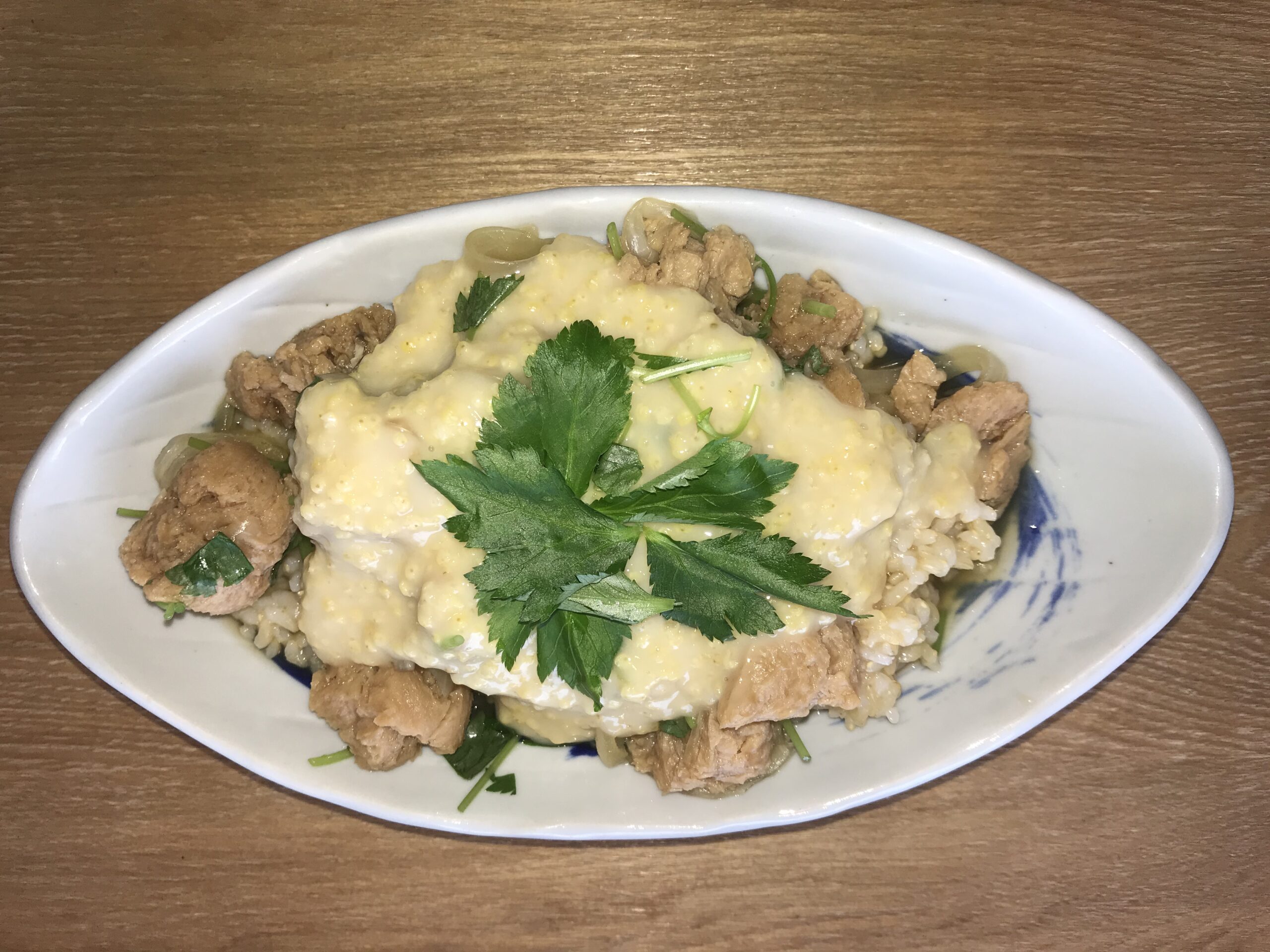 大豆ミートともちきびの親子丼風【出産後のお母さんに大好評の産婦人科マクロビレシピ】