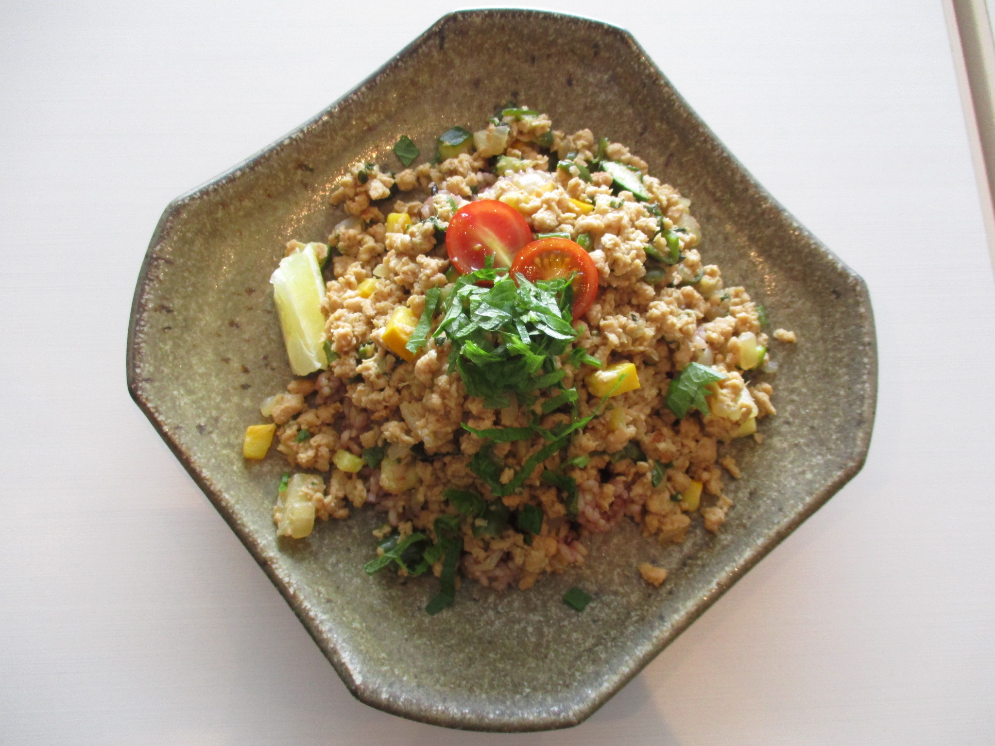 大豆ミートのガパオライス風