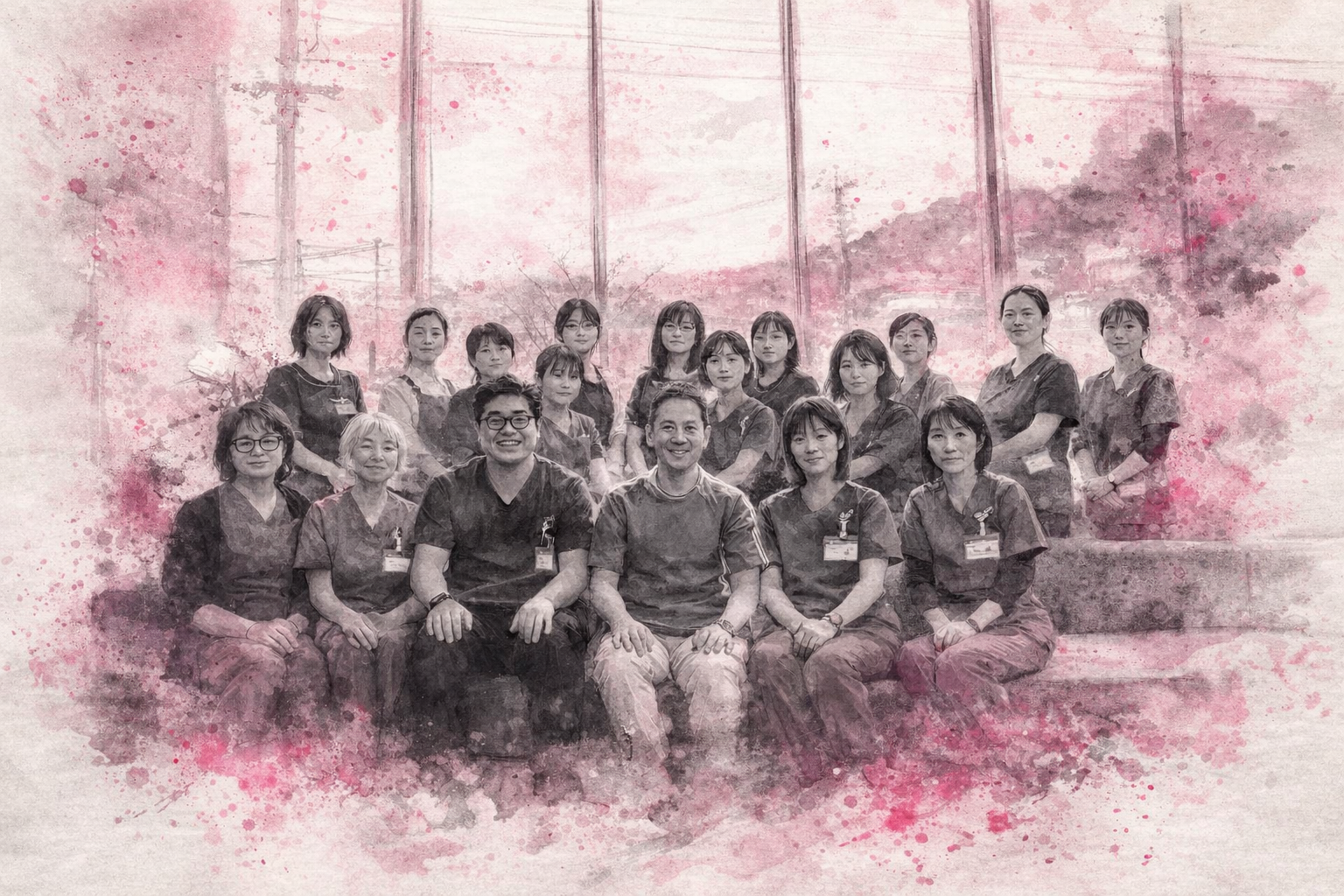 4月1日 当直朝 スタッフ集合写真 ── フジハラレディースクリニック