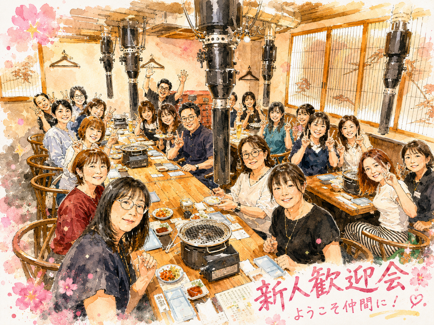 新人歓迎会2026 金次郎にて スタッフ集合写真